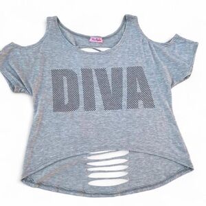 Missguided Gray Cold Shoulder Diva Crop Top